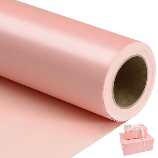 Picture of NESCCI Pink Matte Wrapping Paper,Solid Color Pearly-Lustre Paper,Gift Wrapping Paper,Perfect for Wedding,Valentine's Day,Birthday,Christmas,Baby Shower,DIY Bouquet (17 Inches X 32.8 Feet)