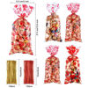 Picture of Blulu Valentines Treat Bags 100 Pcs Valentine Candy Bag Red Valentine's Day Cookie Bags 4 Styles Plastic Valentine Cellphone Gift Bags with 200 Pieces Twist Ties for Valentine Party Supplies