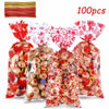 Picture of Blulu Valentines Treat Bags 100 Pcs Valentine Candy Bag Red Valentine's Day Cookie Bags 4 Styles Plastic Valentine Cellphone Gift Bags with 200 Pieces Twist Ties for Valentine Party Supplies