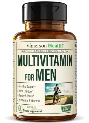 Picture of Multivitamin for Men - Daily Mens Multivitamins & Multiminerals with Vitamin A, C, D, E, B12, Zinc & More Essential Vitamins for Men - Mens Vitamins for Energy, Focus, and Mens Health. 60 Capsules