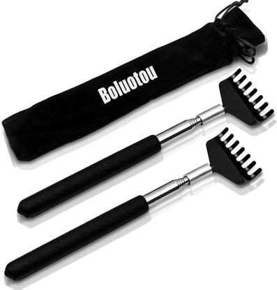 Picture of 2 Pack Portable Extendable Back Scratcher, Kuvvfe Stainless Steel Telescoping Back Scratcher with Beautiful Present Packaging