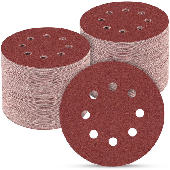 Picture of POTUINOM 165 PCS 5 Inch Sanding Discs,Round Hook and Loop Sandpaper for Random Orbital Sander 40 60 80 120 150 240 320 400 600 Grit