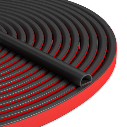 Picture of Bantie 20FT Weather Stripping Door Seal Self Adhesive Door Weather Stripping Weather Strip Silicone D Shaped Door Seal Strip for Door Frame/Window Seal (20FT Black 3/8" W × 1/4" T)