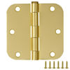 Picture of Door Hinges for Interior Doors 3-Pack 3-1/2-inch x 3.5-inch, Design House 5/8-inch Radius Steel Door Hinge Door Hardware, Satin Brass, 181396