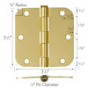 Picture of Door Hinges for Interior Doors 3-Pack 3-1/2-inch x 3.5-inch, Design House 5/8-inch Radius Steel Door Hinge Door Hardware, Satin Brass, 181396