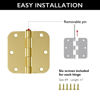 Picture of Door Hinges for Interior Doors 3-Pack 3-1/2-inch x 3.5-inch, Design House 5/8-inch Radius Steel Door Hinge Door Hardware, Satin Brass, 181396