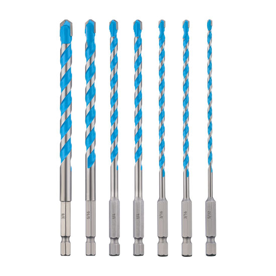 Picture of toolant Concrete Drill Bit Set & Masonry Drill Bit Set, Shockproof Hex Shank Drill Bit Set (7pcs) for Glass/Brick/Plastic/Cement/Tile, Industrial Strength Carbide Drill Bit Tip, 5/32"-3/8" Box of 7