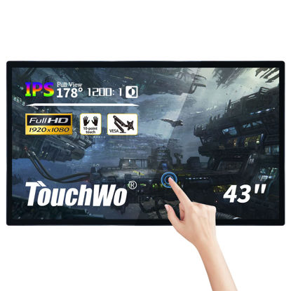 Picture of TouchWo 43 inch Capacitive Multi-Touch Screen Industrial Monitor, 16:9 Display 1920 x 1080P, Built-in Speakers, USB, VGA, DVI & HD-MI Ports, Digital Signage Displays and Player for Advertising