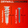 Picture of CrimsonMark 120Pcs #8 Self Drilling Drywall Anchors and Screws kit #8 x 1-1/4”- Superb Wall Anchors for Drywall, Holds Upto 75lbs - No Drill Hole Required with These Dry Wall Screws and Anchors