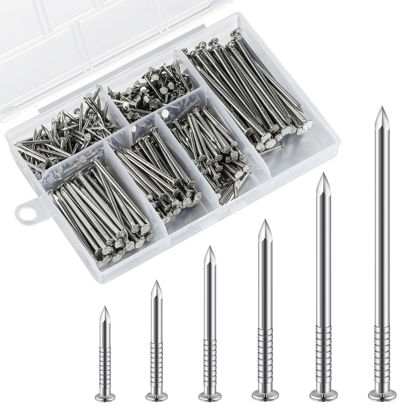 Picture of Wensilon 430pcs Stainless Steel 304 Nails Kit, Hanging Nails Kit, Wall Nails Kit, Dowels Kit, Long Nails Kit