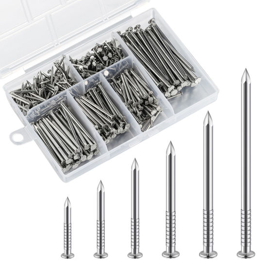 Picture of Wensilon 430pcs Stainless Steel 304 Nails Kit, Hanging Nails Kit, Wall Nails Kit, Dowels Kit, Long Nails Kit