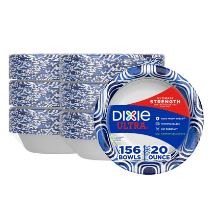 Picture of Dixie Ultra, Large Paper Bowls, 20 Oz, 26 Count (Pack of 6), Microwave Safe, Compostable, Disposable Bowls Great For Breakfast, Lunch, And Dinner Meals