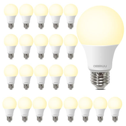 Picture of DEGNJU 24 Pack LED Light Bulbs Soft White 2700K, 60 Watt Equivalent LED Bulbs, A19 Standard Bulbs, 800 LM, 15000 Hours, E26 Base, Non-Dimmable, 8.5W White LED Bulbs for Bedroom Living Room