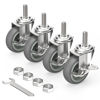 Picture of HOLKIE Caster Wheels 3 inch Locking Stem Casters, 3/8" -16 x 1-1/2" (Stem Diameter 3/8", Stem Length 1-1/2") Threaded Stem Casters Swivel Casters Set of 4 Heavy Duty Castors Gray