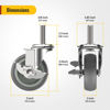 Picture of HOLKIE Caster Wheels 3 inch Locking Stem Casters, 3/8" -16 x 1-1/2" (Stem Diameter 3/8", Stem Length 1-1/2") Threaded Stem Casters Swivel Casters Set of 4 Heavy Duty Castors Gray