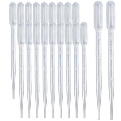 Picture of Zkupanx 20 PCS 3ml Dropper Pipettes - Disposable Pipettes Dropper for Accurate Liquid Transfer, Perfect for Essential Oils, Resin, Crafts, Labs, Kids Activities - Plastic Pipette, Droppers