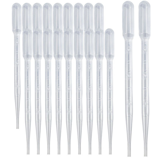 Picture of Zkupanx 20 PCS 3ml Dropper Pipettes - Disposable Pipettes Dropper for Accurate Liquid Transfer, Perfect for Essential Oils, Resin, Crafts, Labs, Kids Activities - Plastic Pipette, Droppers