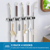 Picture of IMILLET 2 Pack Wall Mount Broom Holder Stainless Steel 5 Racks with 4 Hooks Broom Organizer Self Adhesive Heavy Duty Laundry Room, Garage Organization Storage