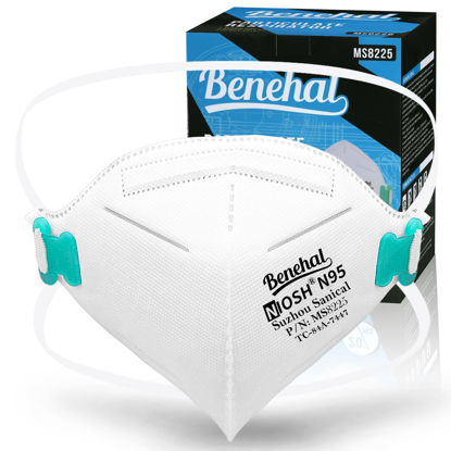 Picture of NIOSH Approved N95 Mask Particulate Respirators, Pack of 20 N95 Face Masks, Individually Wrapped, Universal Fit