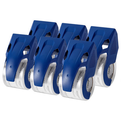 Picture of Amazon Basics Heavy Duty Packaging Tape with Dispenser for Shipping, Clear, Packing and Moving Supplies, 1.88" x 22.2 yds, 4.6 x 2.2 x 2.6 inches, 6 Count (Pack of 1) with Dispensers