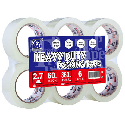 Picture of P PERFECTAPE Heavy Duty Packing Tape 6 Rolls, Total 360Y, Clear, 2.7 mil, 1.88 inch x 60 Yards, Ultra Strong, Refill for Packaging and Shipping