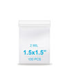 Picture of 1.5''x 1.5'', (Pack of 100) 2 mil Thick Clear Plastic Reclosable Zip Poly Bags with Resealable Lock Seal Zipper for Photo, Jewelry, Bakery, Treats, Travel, Storage, Packaging & Shipping…