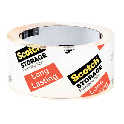Picture of Scotch Long Lasting Storage Packaging Tape, 1.88" x 38.2 yd, Designed for Storage and Packing, Stays Sealed in Weather Extremes, 3" Core, Clear, 3 Rolls (3650S-3)