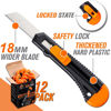 Picture of REXBETI 12-Pack Utility Knife, Retractable Box Cutter for Cartons, Cardboard and Boxes, 18mm Wider Razor Sharp Blade, Smooth Mechanism, Perfect for Office and Home use