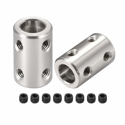 Picture of uxcell 8mm to 8mm Bore Rigid Coupling Set Screw L22XD14 Stainless Steel,Shaft Coupler Connector for 3D Printers, Motor Accessories,2pcs