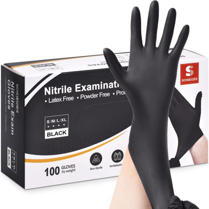 Picture of Schneider Nitrile Exam Gloves, Black, Medium, 100-ct Box, 4-mil, Latex-Free, Powder-Free, Food-Safe