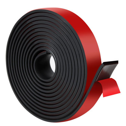 Picture of Adhesive Rubber Strips with Adhesive Backing Self Stick Neoprene Solid Rubber Sheets Rolls Strips for Gaskets Pads Seals Crafts Protection (1" Wide x 1/8" Thick x 10' Long)