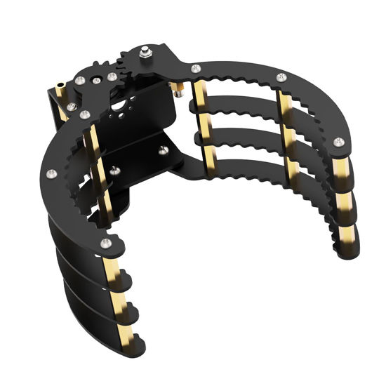 Picture of Robotic Claw Full Metal Wave Edge Clamp Robot Hand Gripper Grabber, 1LB Max Grab Weight & 0-9in Open Range High Torque Robotic Arm Replace Claw Robot DIY, Mechanical Claw without Servo