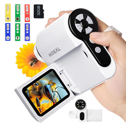 Picture of Hideal HP20 Microscope for Kids 1000X [3-in-1] [Easy and Fun] 2" IPS Portable Handheld Microscope Miniscope, Pocket Mini Scope Educational Science Kit, Christmas Birthday Gifts for Kids, 32GB, White