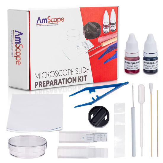 Picture of AmScope Microscope Slide Preparation Kit Including Slides, Stains