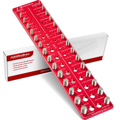 Picture of JoblikeBrez Thread Checker, 30 Nut and Bolt Thread Checker, Bolt Size and Thread Gauge 15 Standard & 15 Metric, Thread Pitch Gauge, Wall-Mountable Bolt Thread Identifier Gauge with Inch & CM Ruler