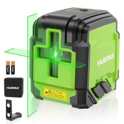 Picture of Laser Level, Huepar Self Leveling Lazer Level Green Laser Level for Picture Hanging, DIY, Construction and Indoor Projects, Rotatable 360 Degree, Magnetic Base, Battery, Carrying Bag Included GK011DG