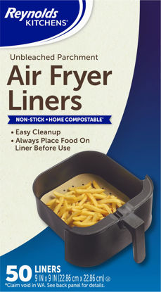 Picture of Reynolds Kitchens Air Fryer Liners Disposable, Unbleached Parchment Paper Sheets, 50 Count