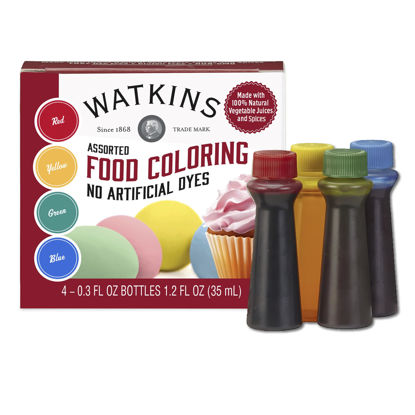 Picture of Watkins Assorted Food Coloring, 1 Each Red, Yellow, Green, Blue, Total Four 0.3 oz bottles, 4 Count (Pack of 1)