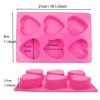 Picture of BAKER DEPOT 6 Holes Heart Shaped Silicone Mold For Chocolate Cake Jelly Pudding Handmade Soap Mould Candy Making Set of 2