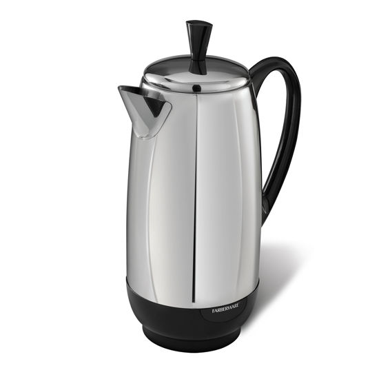 Picture of Farberware 12 Cup Electric Coffee Percolator, Coffee Maker with Stainless Steel Basket, Automatic Keep Warm, No-Drip Spout