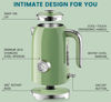 Picture of SUSTEAS Electric Kettle - 57oz Hot Tea Water Boiler with Thermometer, 1500W Fast Heating Stainless Steel Pot, Cordless LED Indicator, Auto Shut-Off & Boil Dry Protection, Retro Green