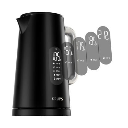 Picture of KRUPS Smart Temp Electric Kettle: 1.7L Capacity, 5 Precise Temperature Settings, Digital Display, Cool-Touch Exterior, Cordless Design for Tea and Coffee Lovers