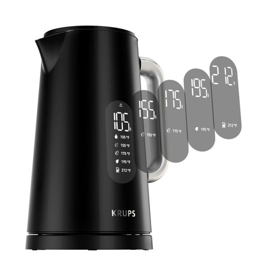 Picture of KRUPS Smart Temp Electric Kettle: 1.7L Capacity, 5 Precise Temperature Settings, Digital Display, Cool-Touch Exterior, Cordless Design for Tea and Coffee Lovers