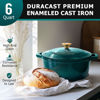 Picture of Mueller DuraCast 6 Quart Enameled Cast Iron Dutch Oven Pot with Lid, Heavy-Duty, Oven Safe up to 500° F & Across All Cooktops, Wedding Registry Ideas & Gifts, Emerald
