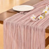 Picture of Socomi Pink Table Runner Valentine's Day Cheesecloth Table Runner Spring Easter 120 inch Cheese Cloth Runner 10FT Boho Rustic Gauze Table Runner for Wedding Party Baby Shower Birthday Decor