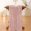 Picture of Socomi Pink Table Runner Valentine's Day Cheesecloth Table Runner Spring Easter 120 inch Cheese Cloth Runner 10FT Boho Rustic Gauze Table Runner for Wedding Party Baby Shower Birthday Decor