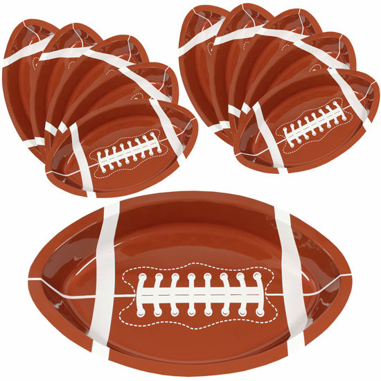 Picture of Anapoliz Football Serving Trays | 10 Pcs Plastic Football Snack Trays | Game Day Football Serveware | Tailgate Party Serving Platter | Football Party Decorations | Reusable Big Game Chip Trays