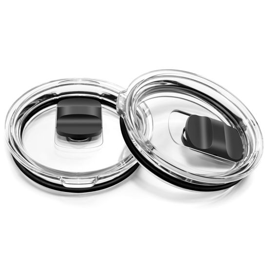 Picture of 20 oz Tumbler Lid, Replacement Lids Compatible for YETI 20 oz Tumbler, 10/24 oz Mug and 10 oz Lowball, 2 Pack Travel Spill Proof Cup Lids Covers with Magnetic Slider Switch, BPA Free
