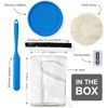 Picture of Premium Sourdough Starter Jar - 40oz Large Sourdough Jar with Marked Feeding Band, Thermometer, Scraper, Cloth Cover and Silicone Lid/Base, Wide Mouth Starter Kit - Blue