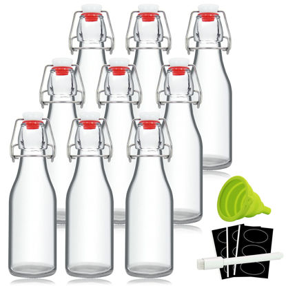 Picture of YEBODA 8oz Swing Top Bottles - Glass Beer Bottle with Airtight Rubber Seal Flip Caps for Home Brewing Kombucha, Beverages, Oil, Vinegar, Water, Soda, Kefir (9 Pack)